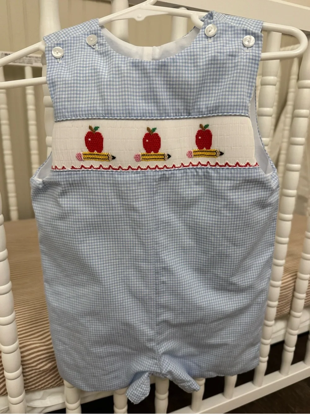 Petit Bebe Smocked Apple & Pencil Jon Jon